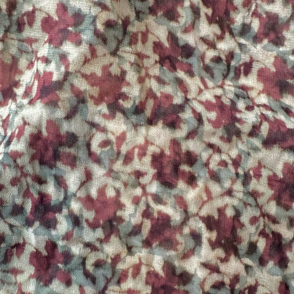 Zara maroon and cream floral sheer blouse with smocked collar and sleeves - Picture 9 of 9